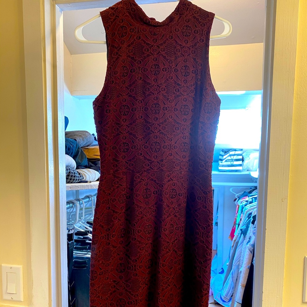 Burgundy midi sheath dress